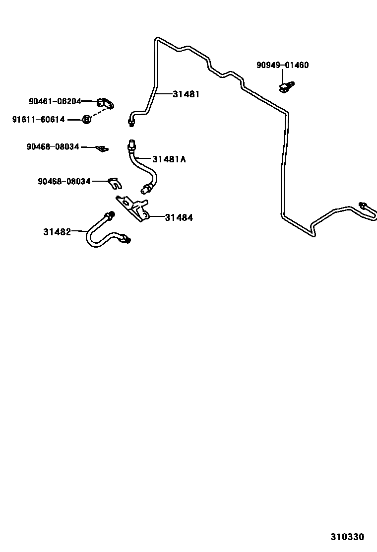 Toyota HILUX 离合器踏板和挠性软管 EPC diagram — 310330