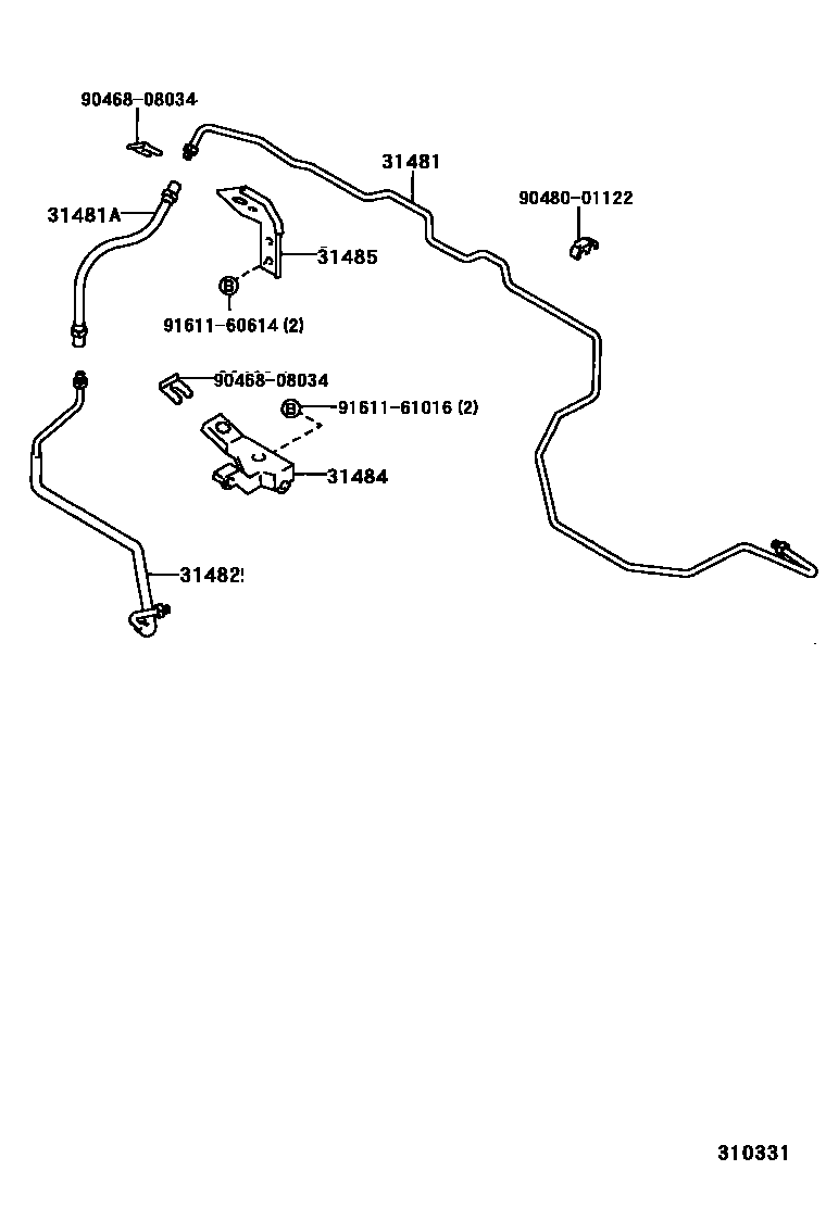 Toyota HILUX 离合器踏板和挠性软管 EPC diagram — 310331