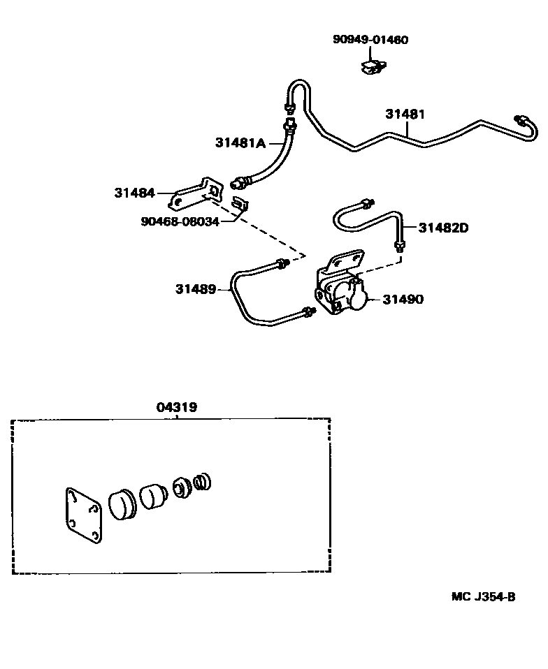 Toyota HILUX 离合器踏板和挠性软管 EPC diagram — MCJ354B