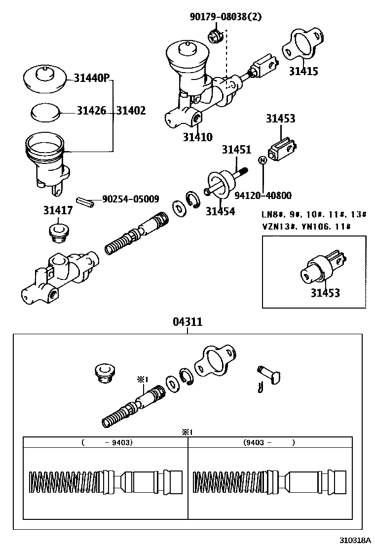 Toyota HILUX 离合器总泵 EPC diagram — 310318A