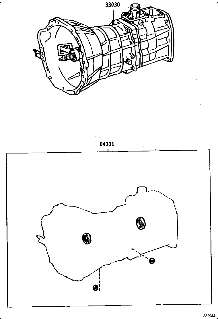 Toyota HILUX 传动桥或变速器总成和衬垫组件(MTM) EPC diagram — 332944