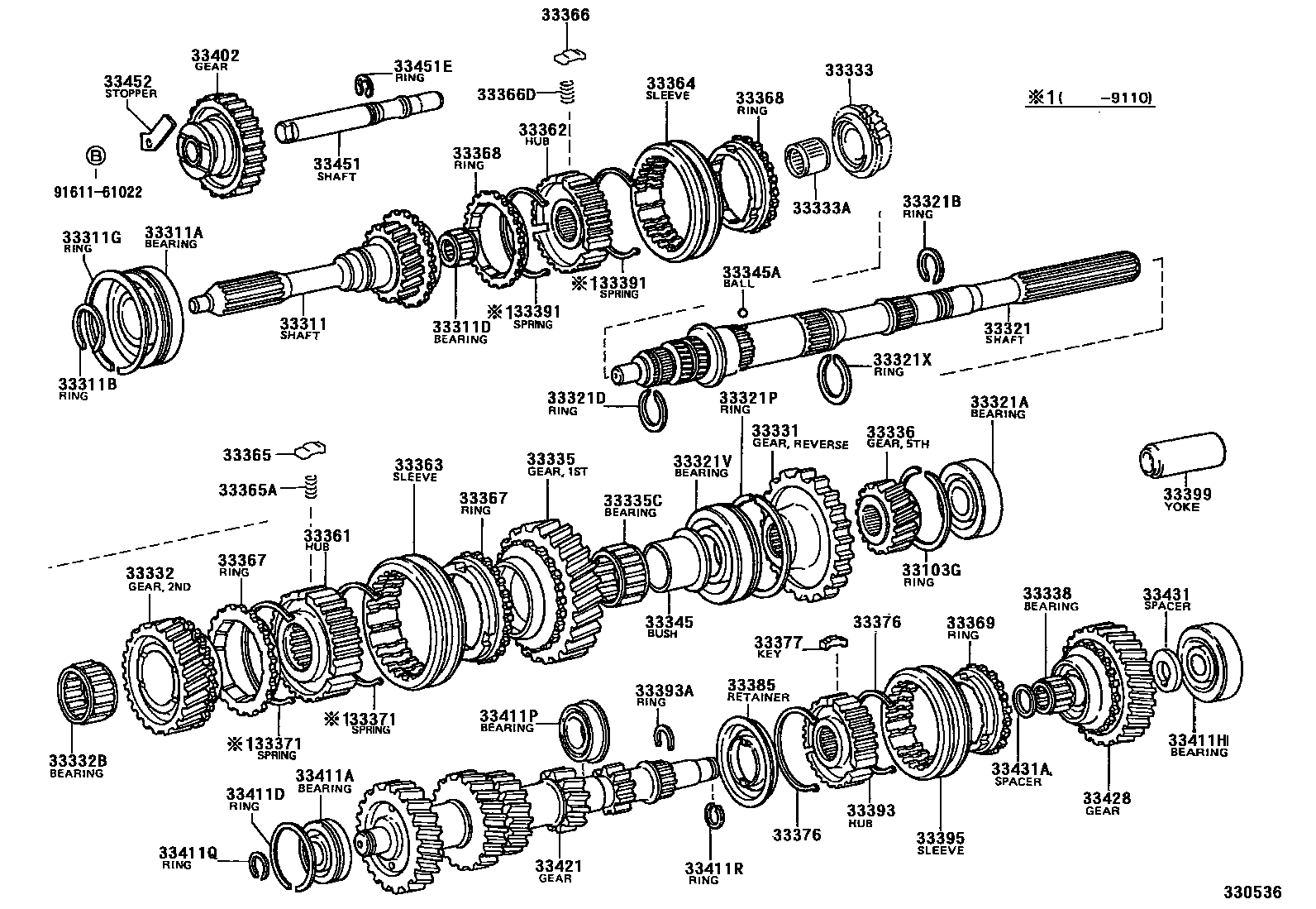 Toyota HILUX 变速器齿轮(MTM) EPC diagram — 330536