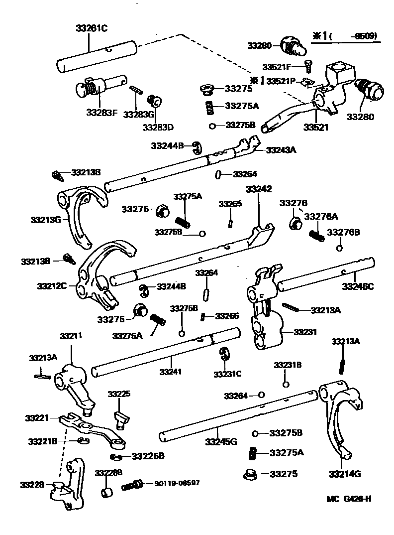 Toyota HILUX 换档拨叉和换档杆轴(MTM) EPC diagram — MCG426H