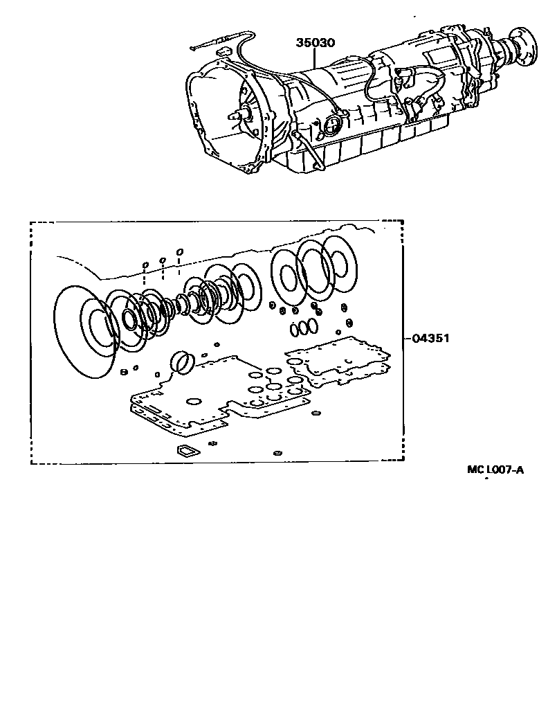 Toyota HILUX 传动桥或变速器总成和衬垫组件(ATM) EPC diagram — MCL007A