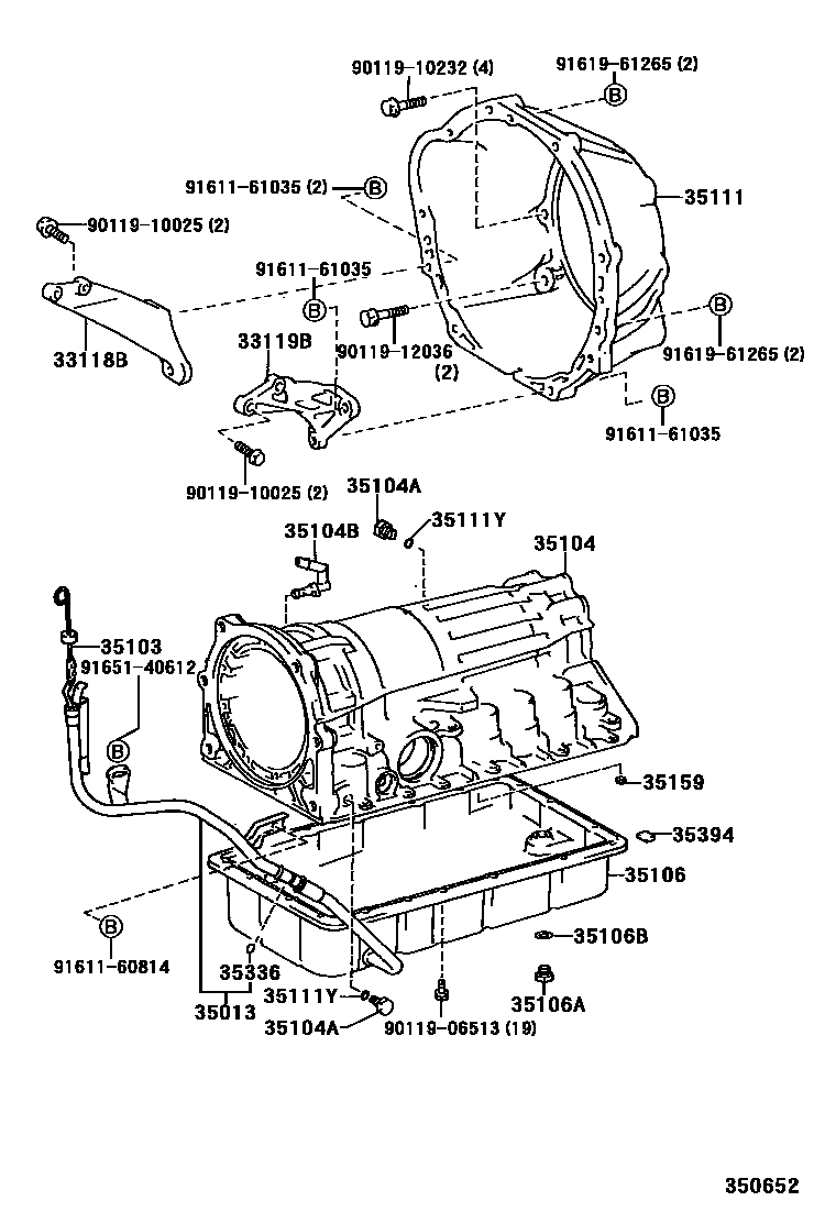 Toyota HILUX 变速器壳和油底壳(ATM) EPC diagram — 350652