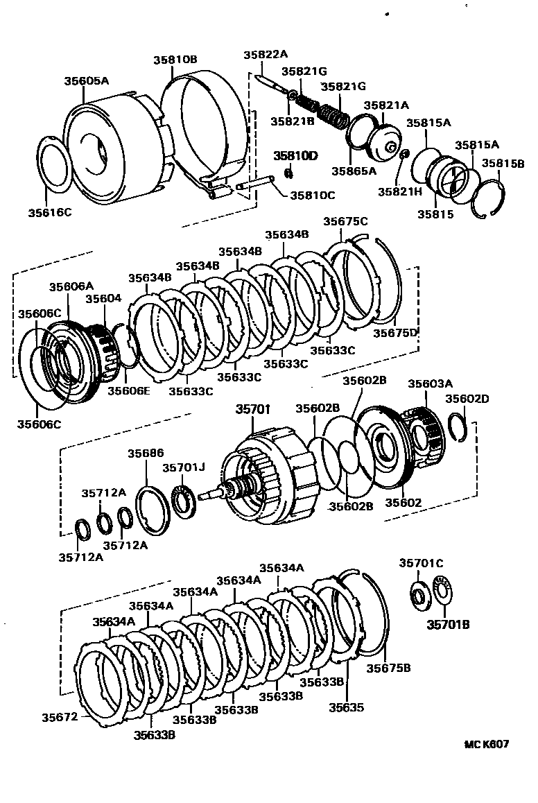 Toyota HILUX 制动带和多片式离合器(ATM) EPC diagram — MCK607