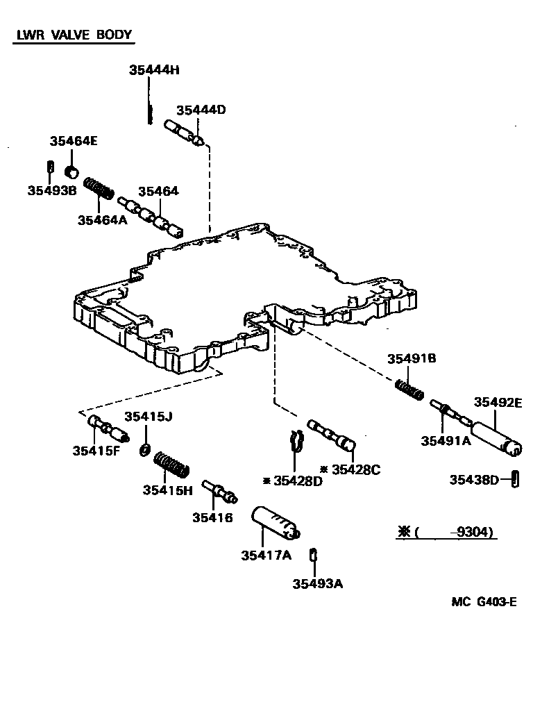 Toyota HILUX 阀体和滤油网(ATM) EPC diagram — MCG403E