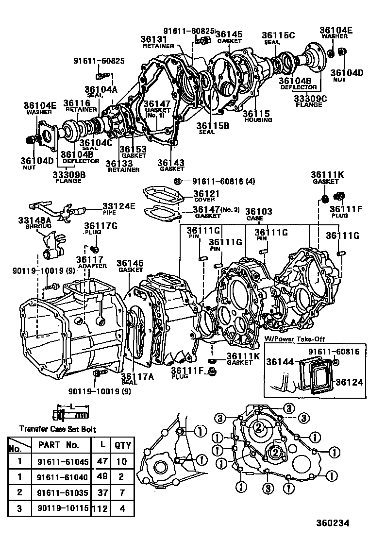 Toyota HILUX Transfer Case & Extension Housing EPC diagram — 360234