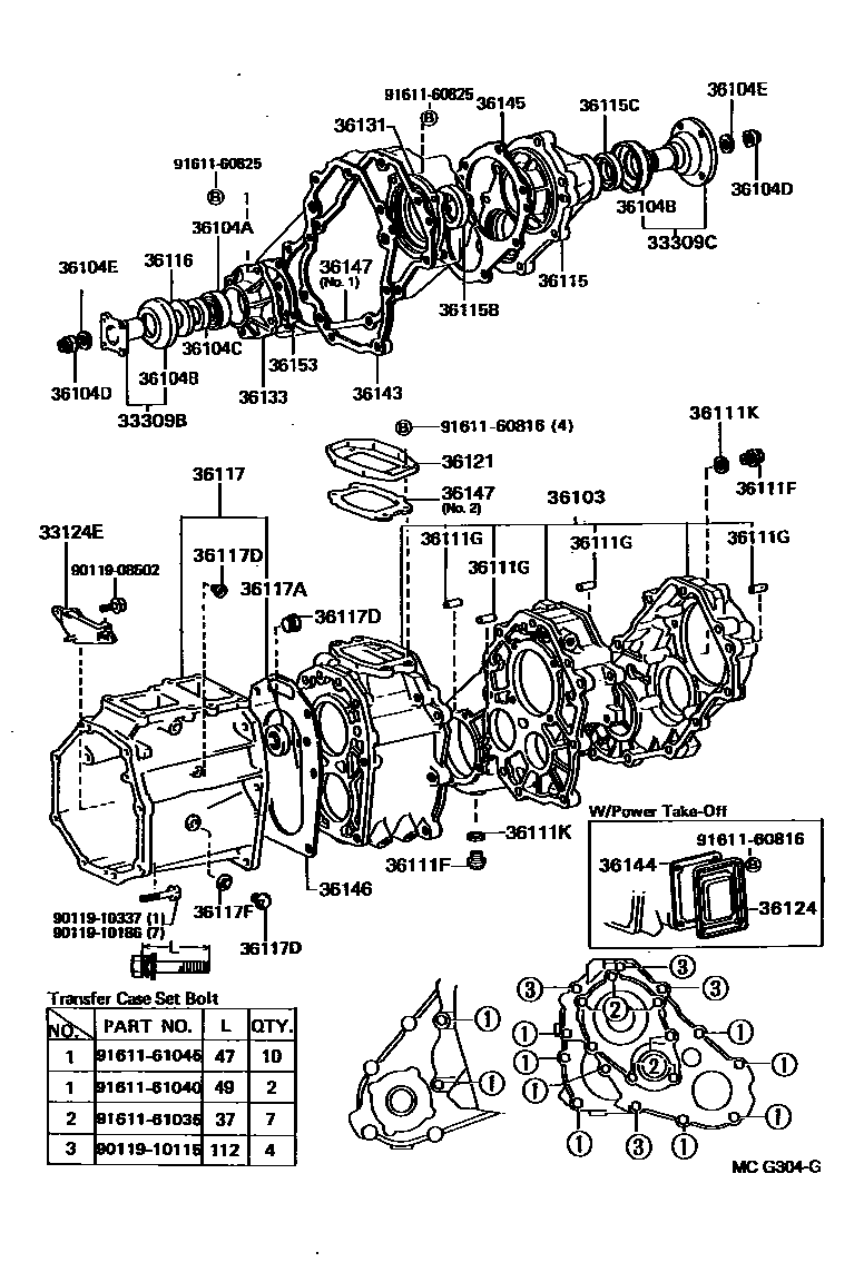 Toyota HILUX Transfer Case & Extension Housing EPC diagram — MCG304G