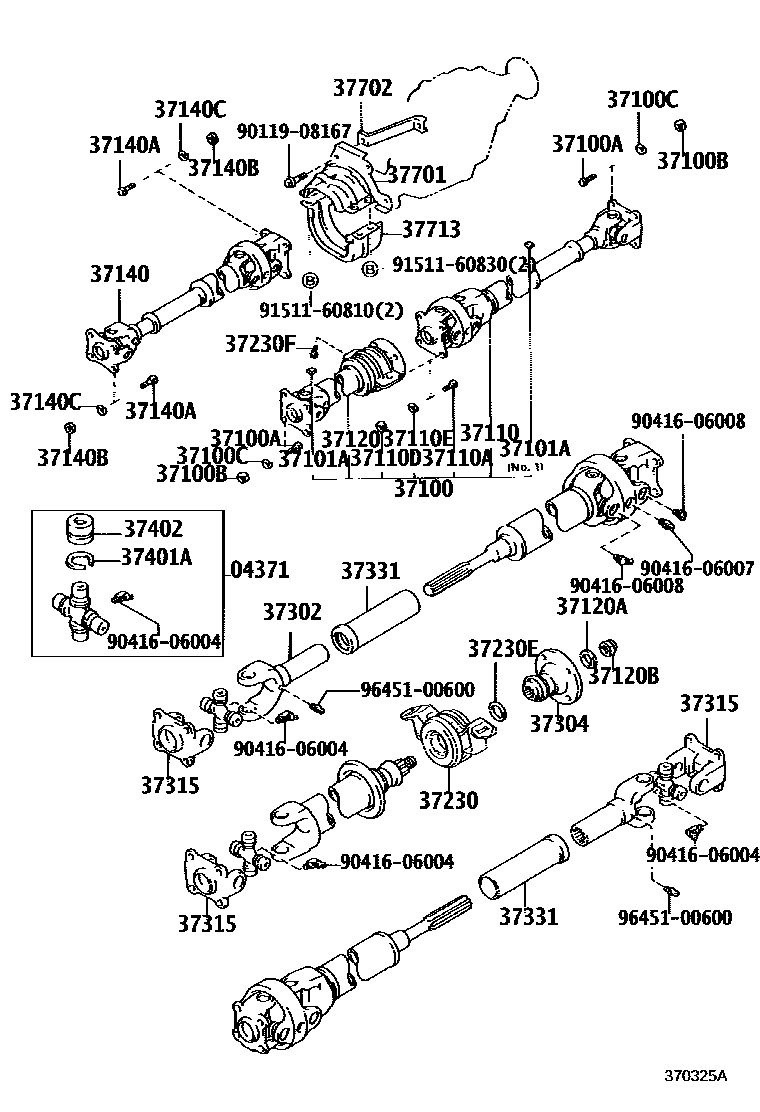 Toyota HILUX Propeller Shaft & Universal Joint EPC diagram — 370325A