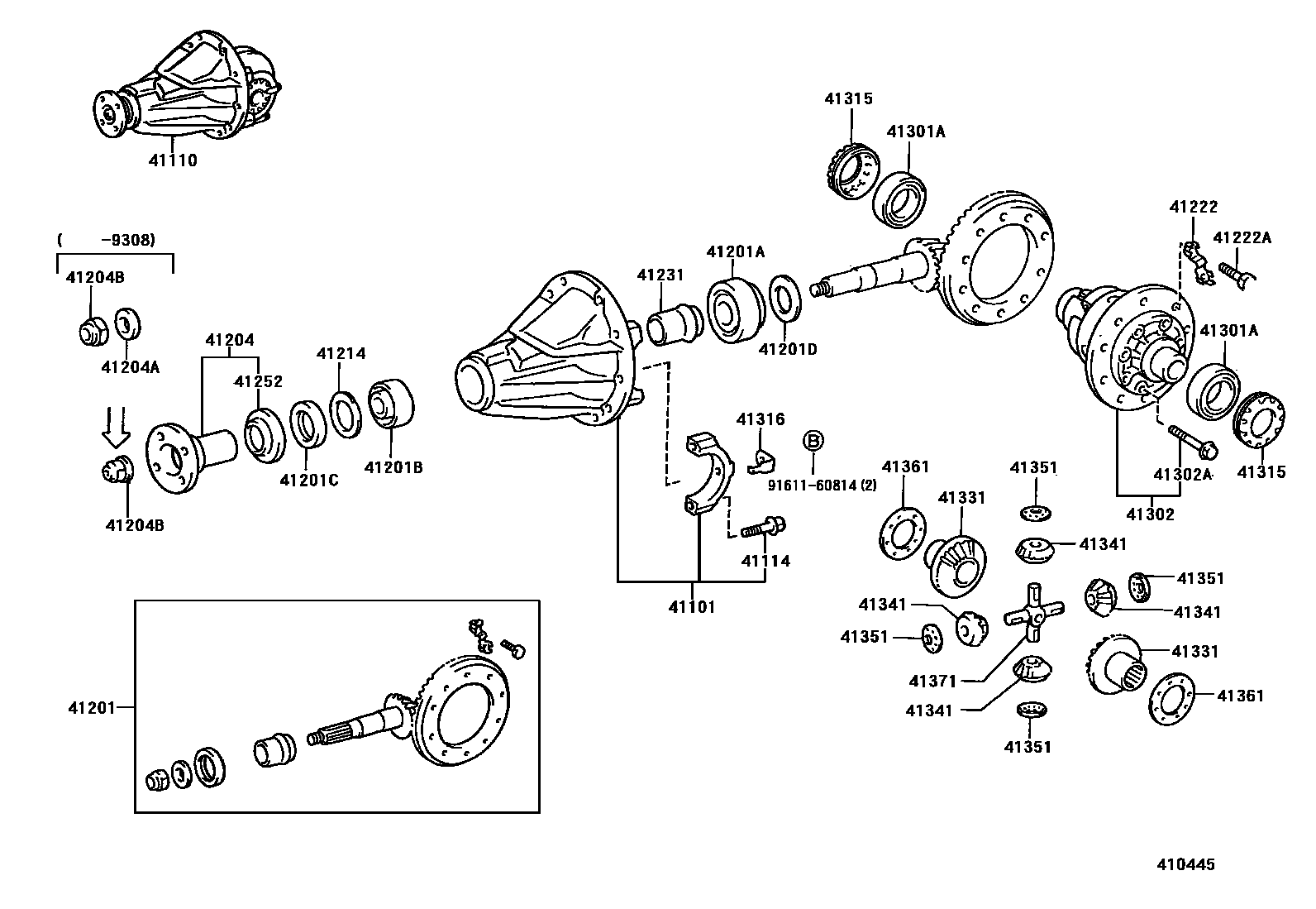 Toyota HILUX 后桥壳和差速器 EPC diagram — 410445