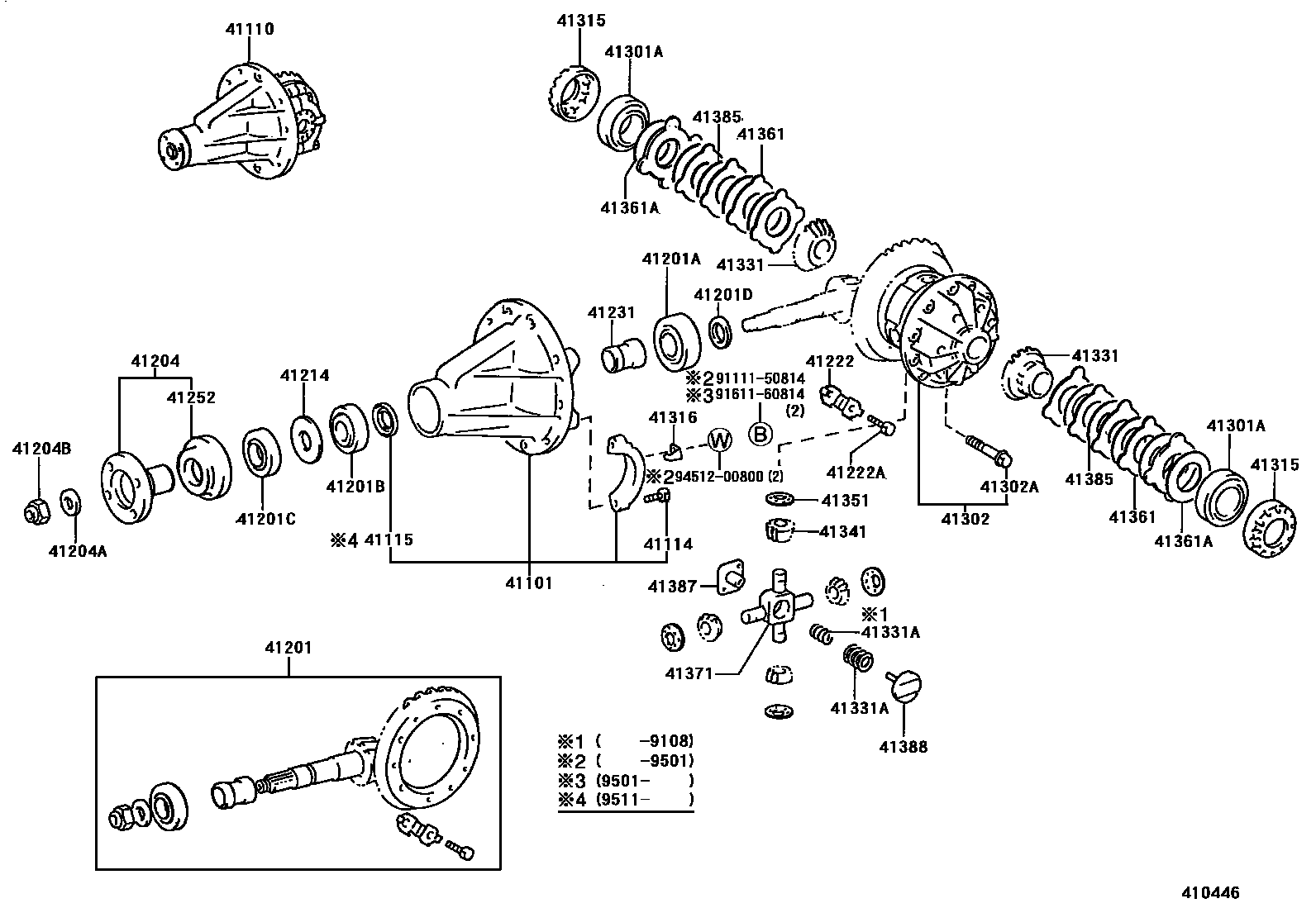 Toyota HILUX 后桥壳和差速器 EPC diagram — 410446