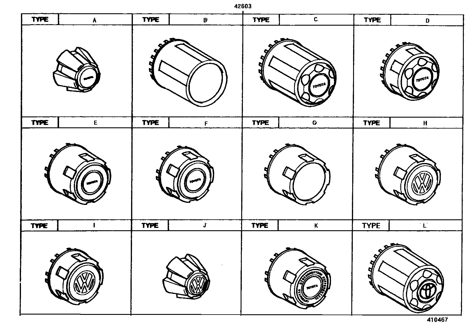 Toyota HILUX 车轮和车轮盖 EPC diagram — 410467