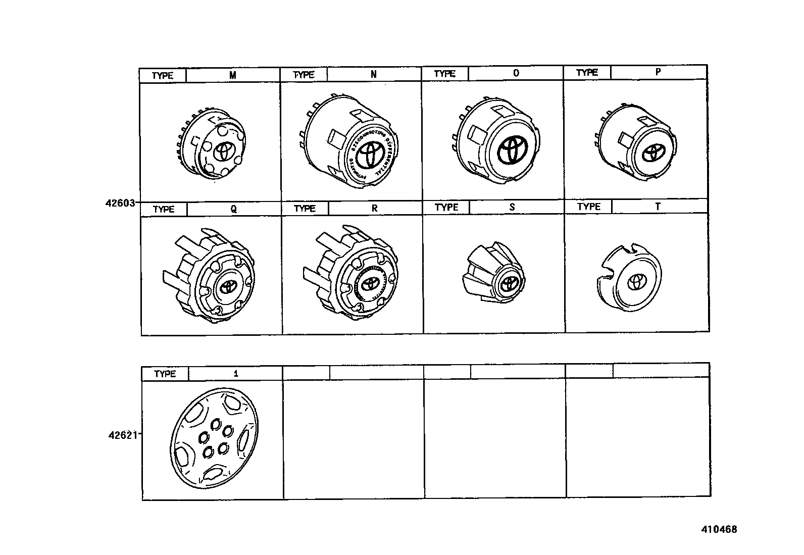 Toyota HILUX 车轮和车轮盖 EPC diagram — 410468