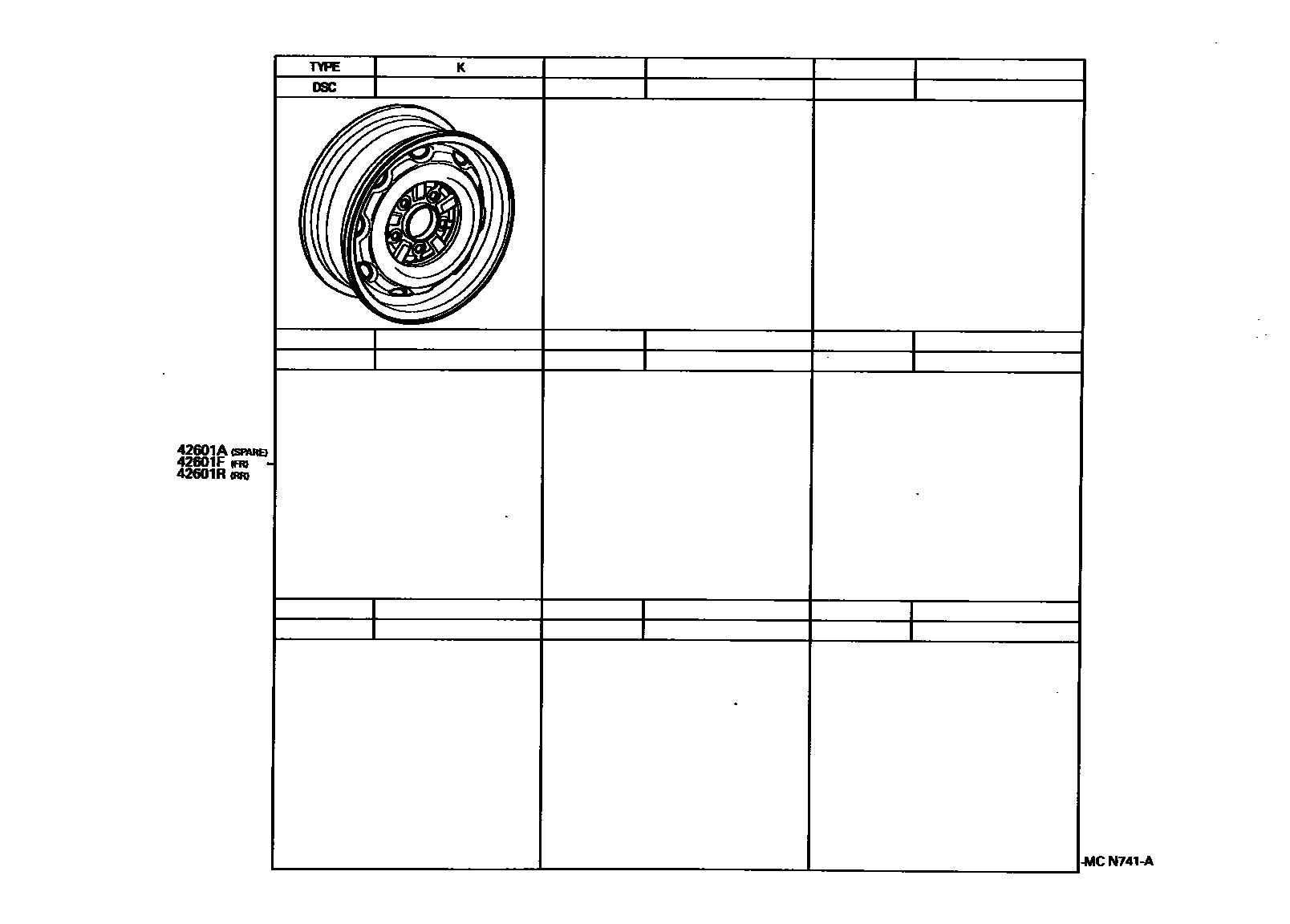 Toyota HILUX 车轮和车轮盖 EPC diagram — MCN741A