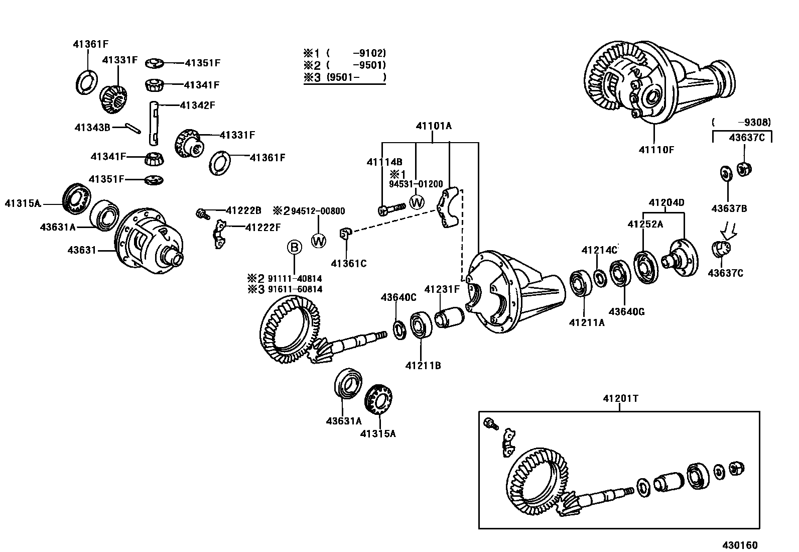 Toyota HILUX 前桥壳和差速器 EPC diagram — 430160