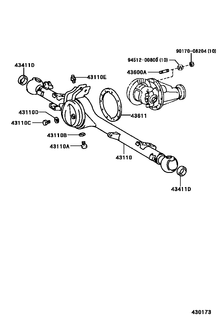 Toyota HILUX 前桥壳和差速器 EPC diagram — 430173