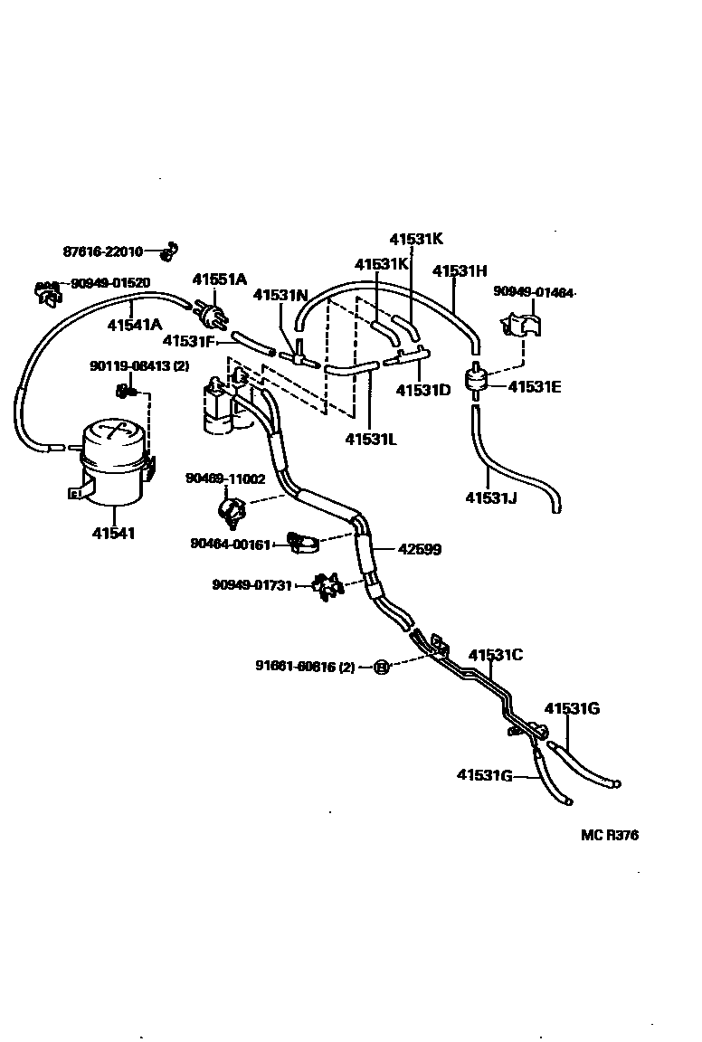 Toyota HILUX 前桥壳和差速器 EPC diagram — MCR376