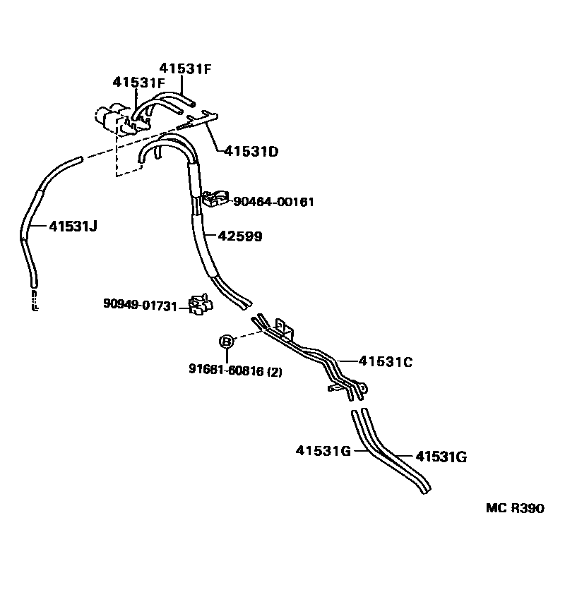 Toyota HILUX 前桥壳和差速器 EPC diagram — MCR390