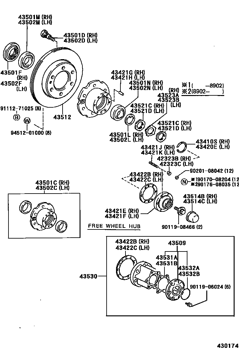 Toyota HILUX Front Axle Hub EPC diagram — 430174