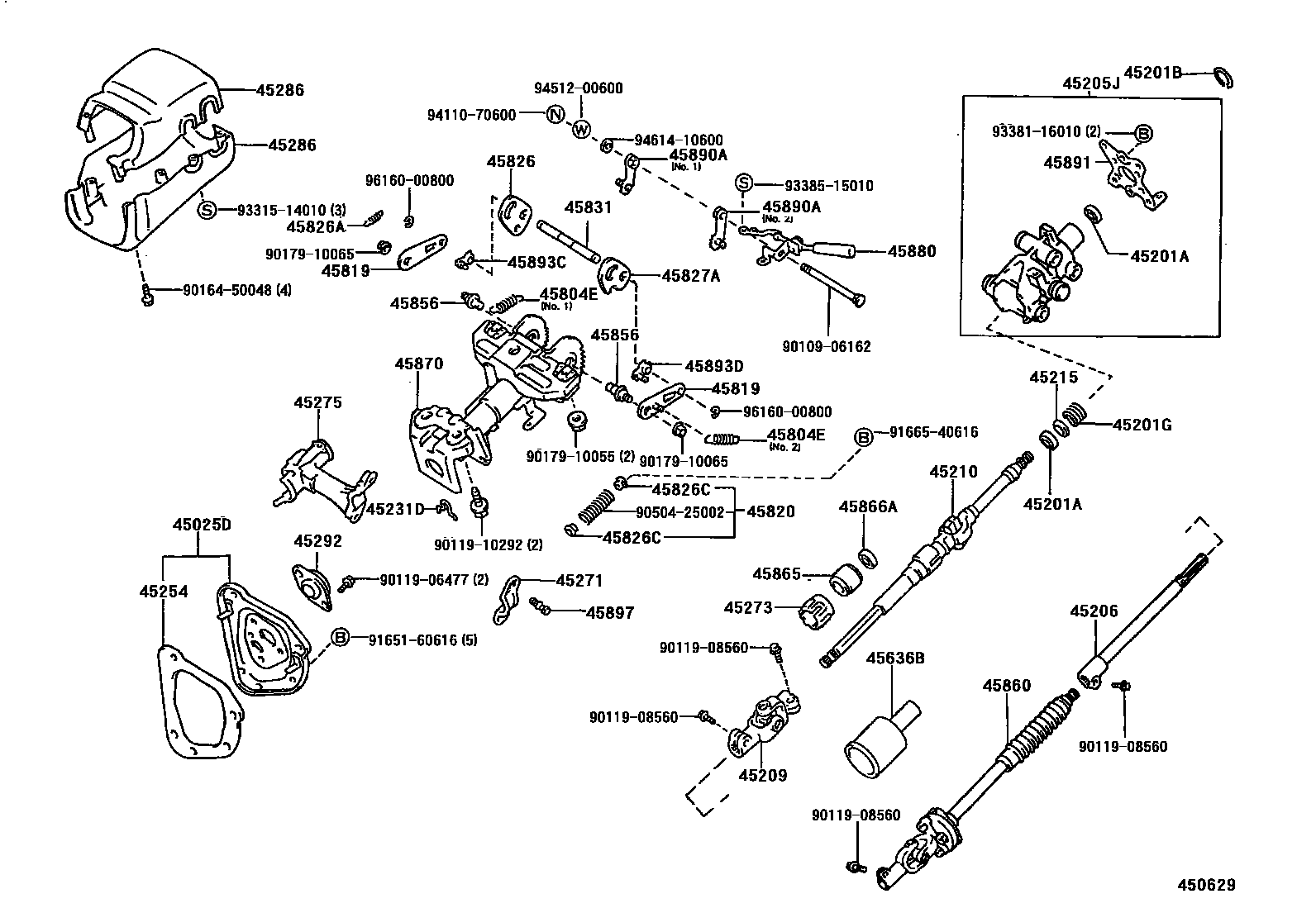 Toyota HILUX Steering Column & Shaft EPC diagram — 450629