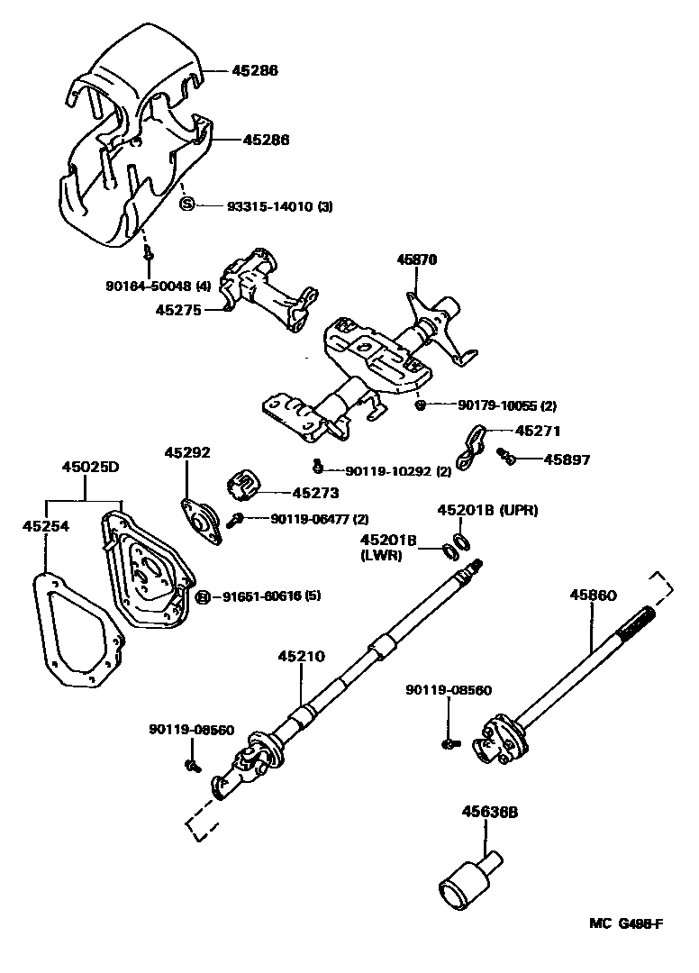 Toyota HILUX Steering Column & Shaft EPC diagram — MCG498F