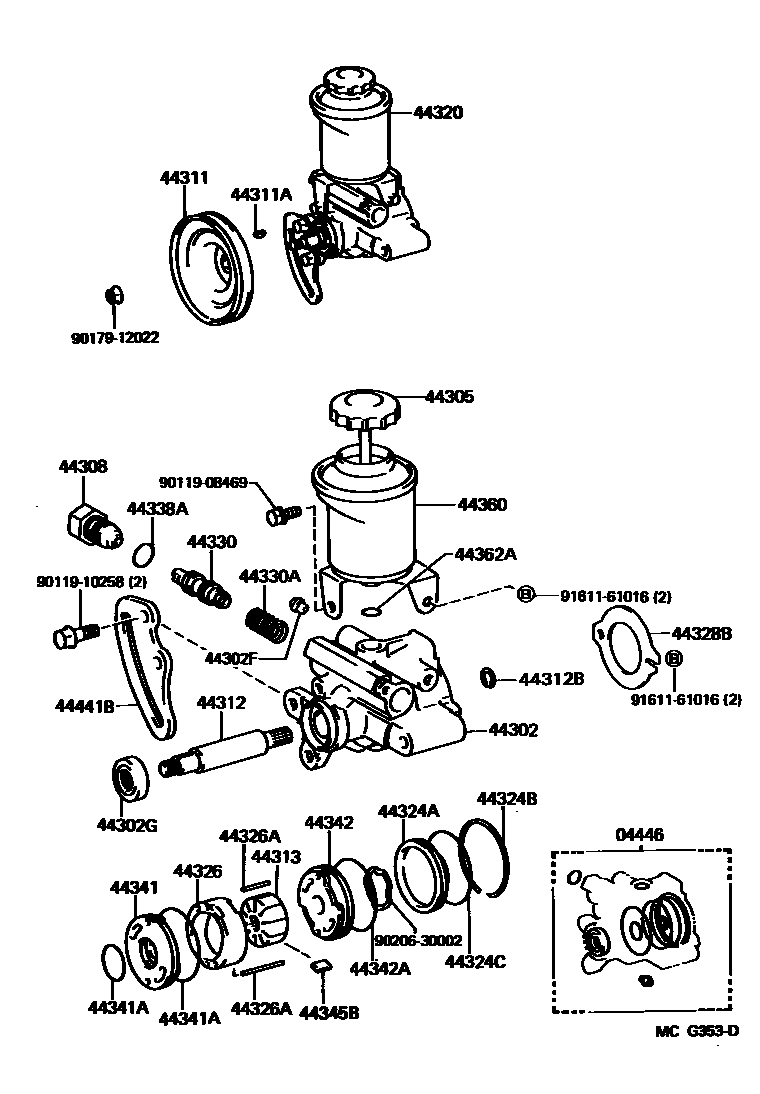 Toyota HILUX 叶片泵和储油罐(动力转向) EPC diagram — MCG353D