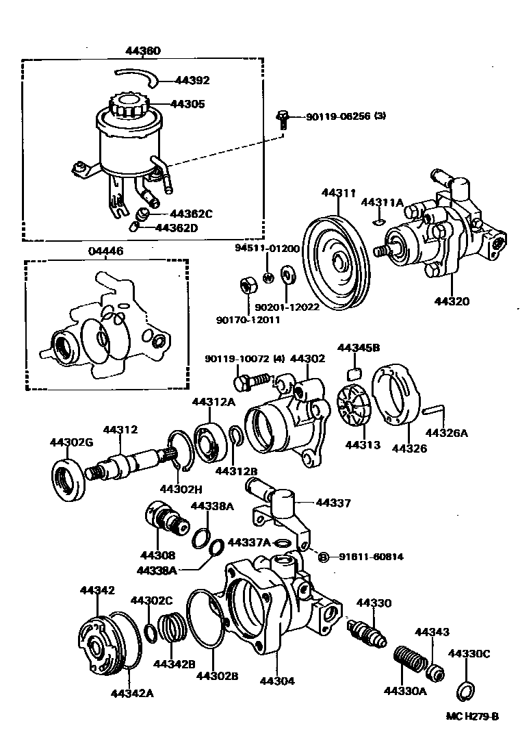 Toyota HILUX 叶片泵和储油罐(动力转向) EPC diagram — MCH279B