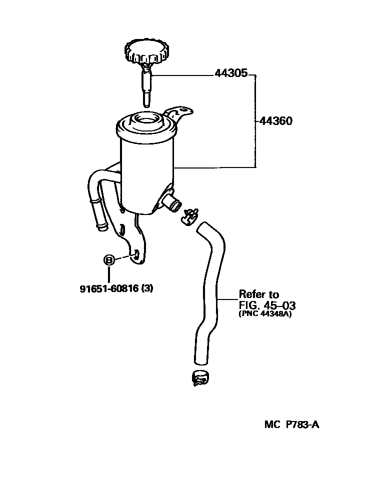 Toyota HILUX 叶片泵和储油罐(动力转向) EPC diagram — MCP783A