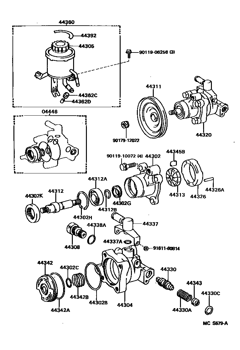 Toyota HILUX 叶片泵和储油罐(动力转向) EPC diagram — MCS579A