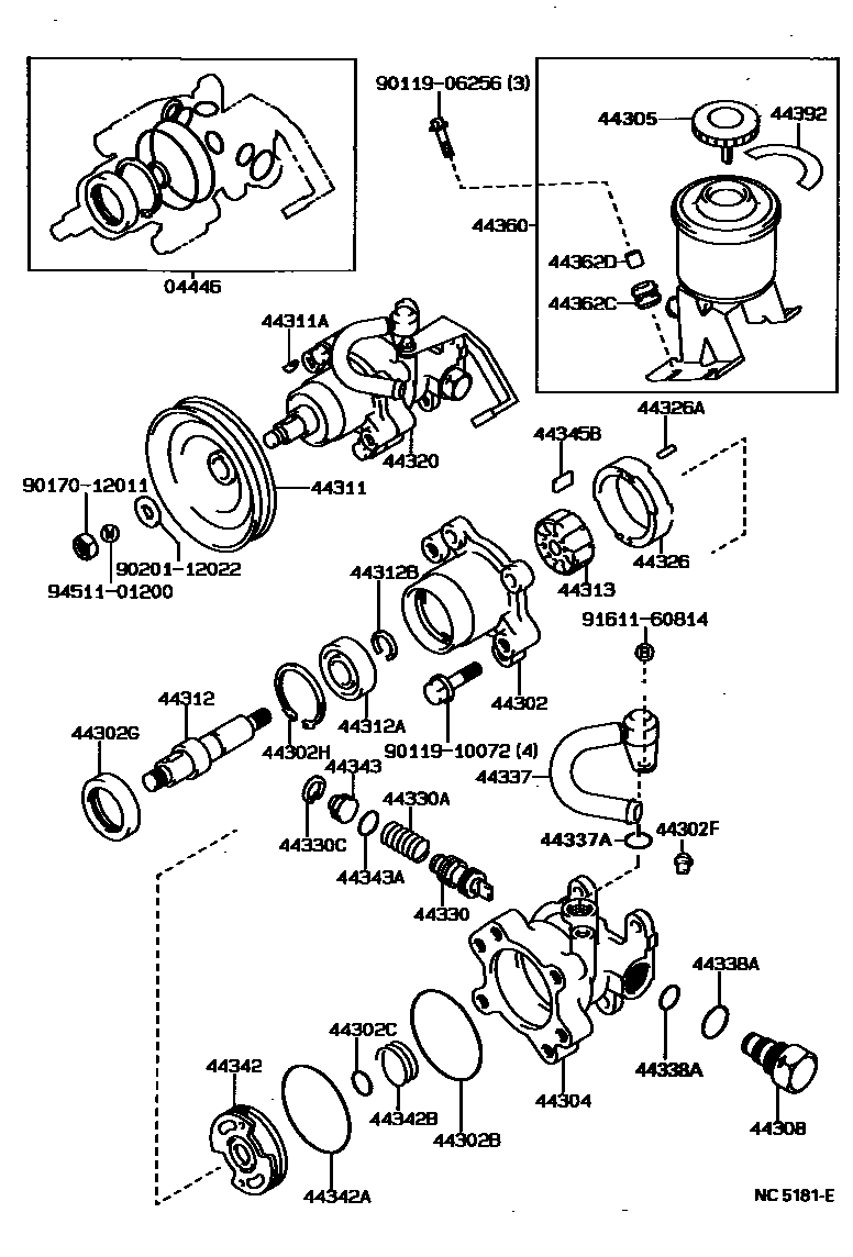 Toyota HILUX 叶片泵和储油罐(动力转向) EPC diagram — NC5181E
