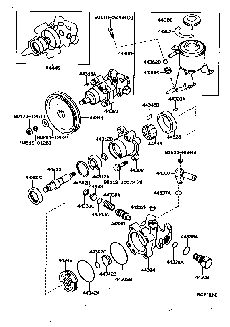 Toyota HILUX 叶片泵和储油罐(动力转向) EPC diagram — NC5182E