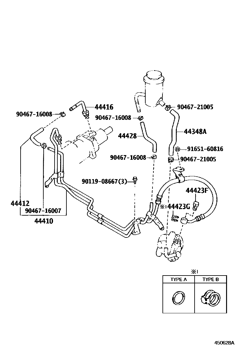 Toyota HILUX 动力转向配管 EPC diagram — 450628A