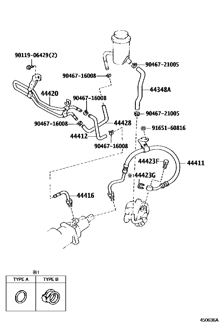 Toyota HILUX 动力转向配管 EPC diagram — 450636A