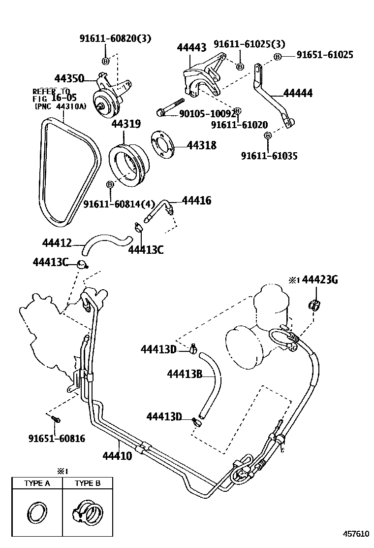 Toyota HILUX 动力转向配管 EPC diagram — 457610
