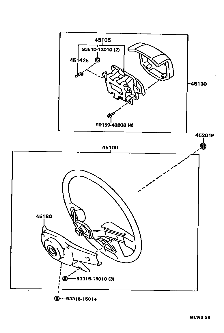 Toyota HILUX Steering Wheel EPC diagram — MCN925