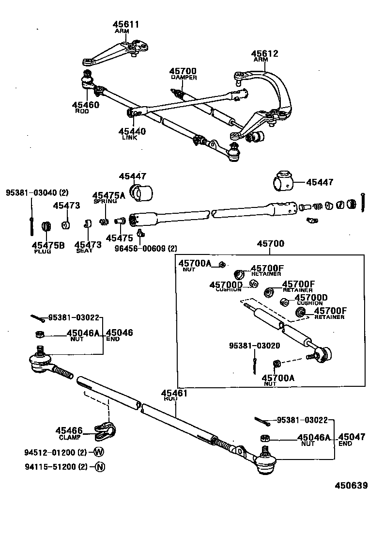 Toyota HILUX 前转向齿轮和连杆 EPC diagram — 450639