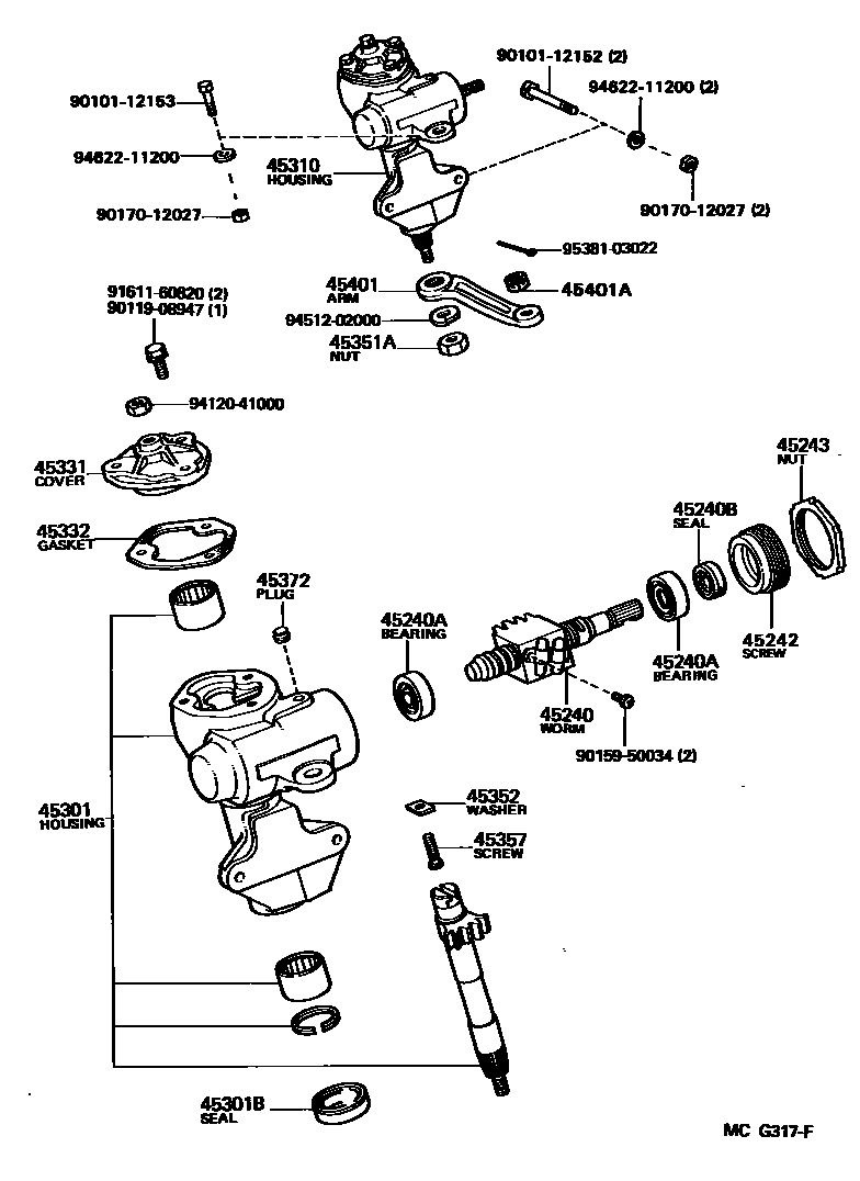 Toyota HILUX 前转向齿轮和连杆 EPC diagram — MCG317F