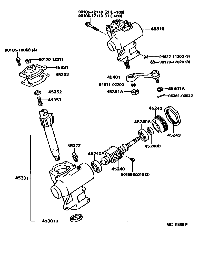 Toyota HILUX 前转向齿轮和连杆 EPC diagram — MCG455F