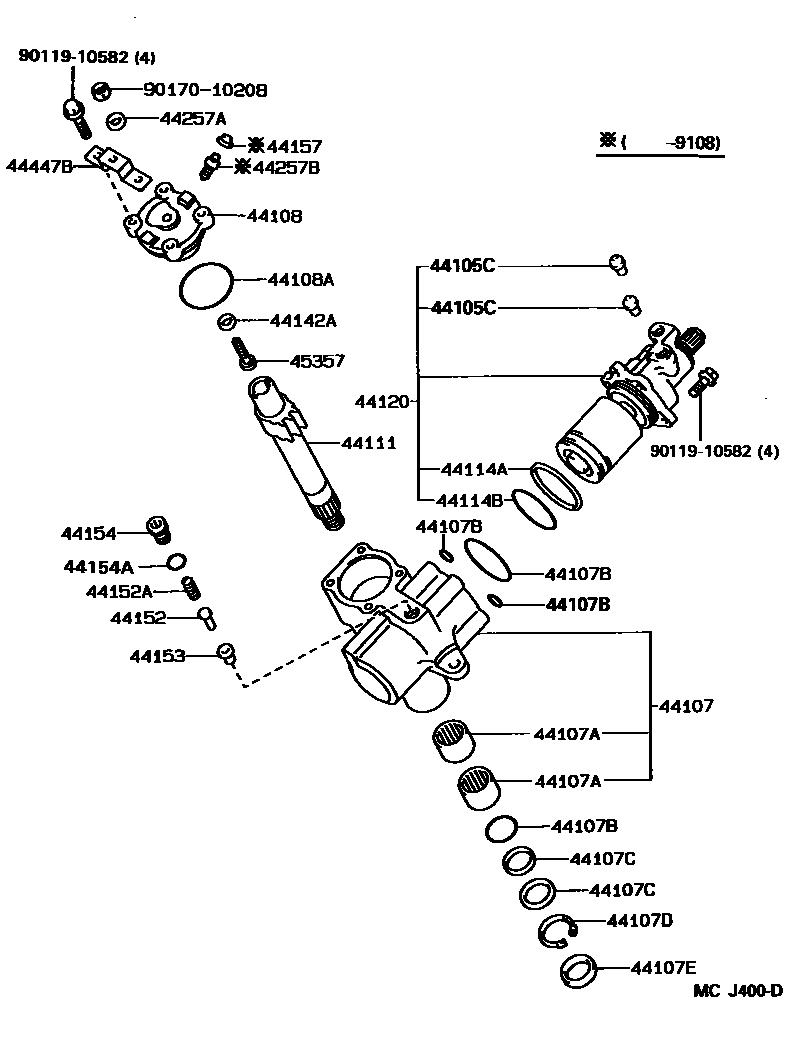 Toyota HILUX 前转向齿轮和连杆 EPC diagram — MCJ400D
