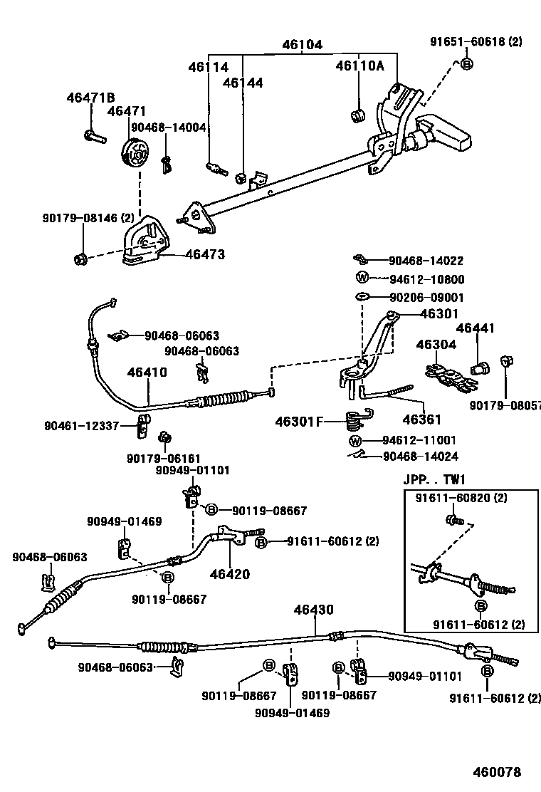 Toyota HILUX Parking Brake & Cable EPC diagram — 460078
