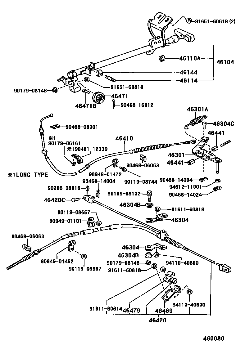 Toyota HILUX Parking Brake & Cable EPC diagram — 460080