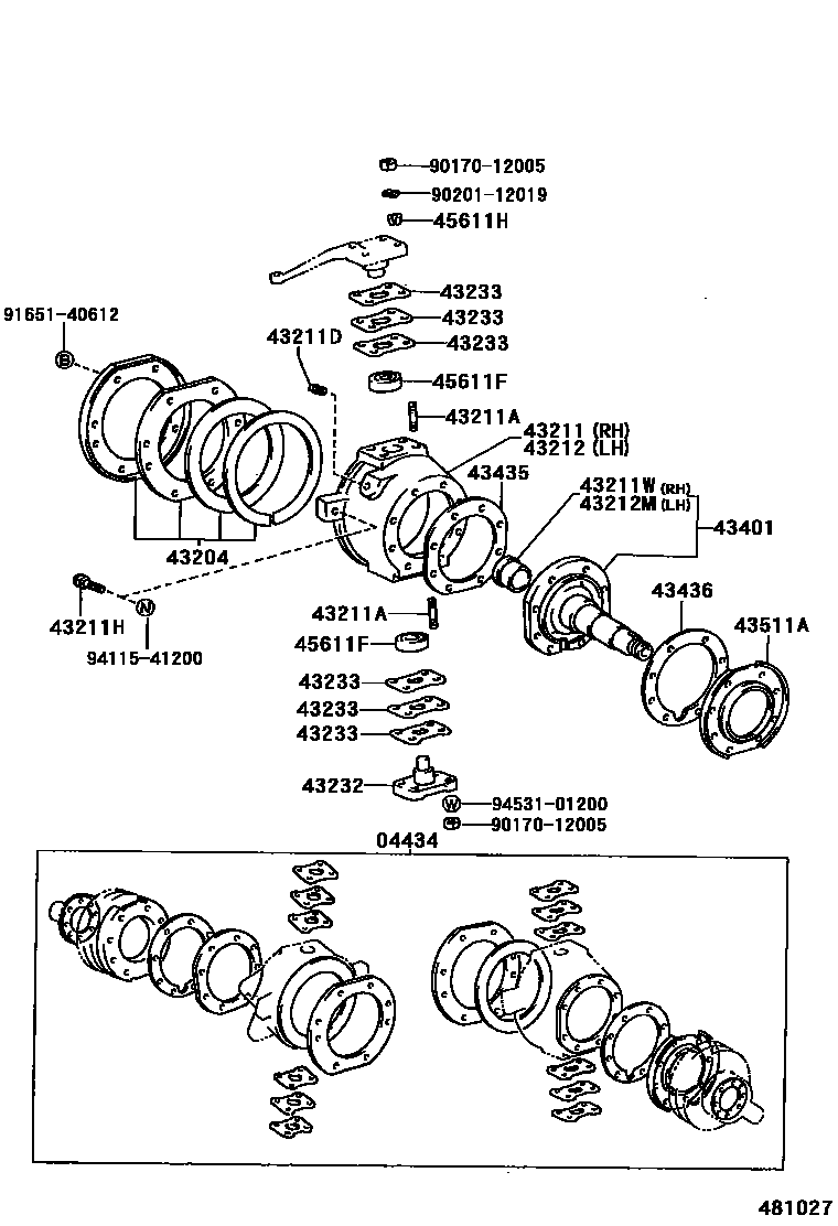 Toyota HILUX 前桥控制臂和转向节 EPC diagram — 481027