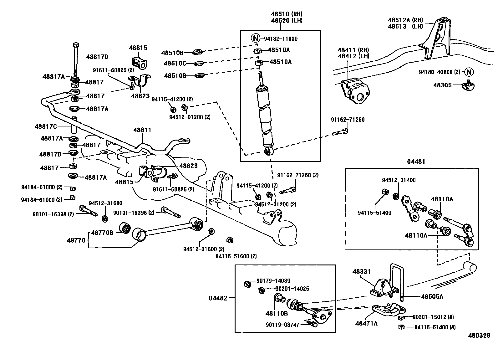 Toyota HILUX Front Spring & Shock Absorber EPC diagram — 480328