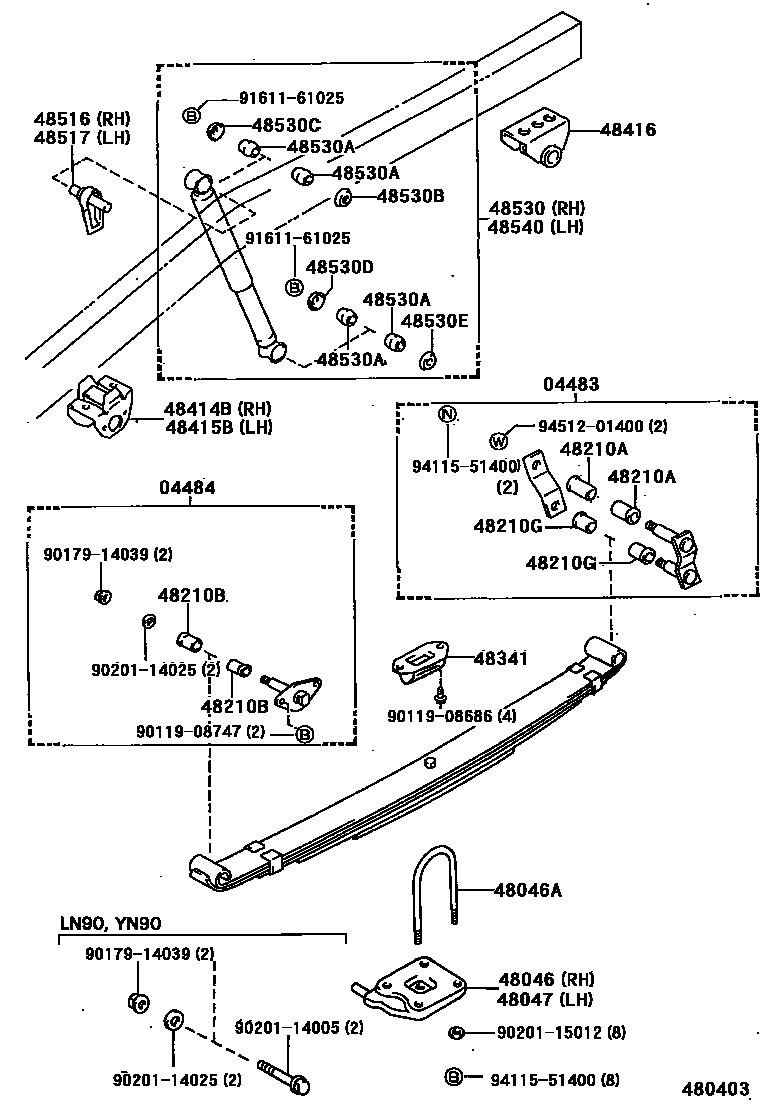 Toyota HILUX Rear Spring & Shock Absorber EPC diagram — 480403