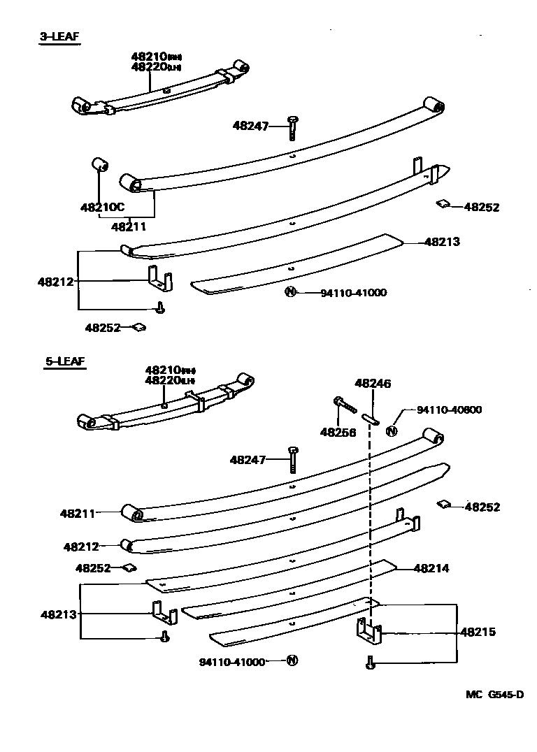 Toyota HILUX Rear Spring & Shock Absorber EPC diagram — MCG545D