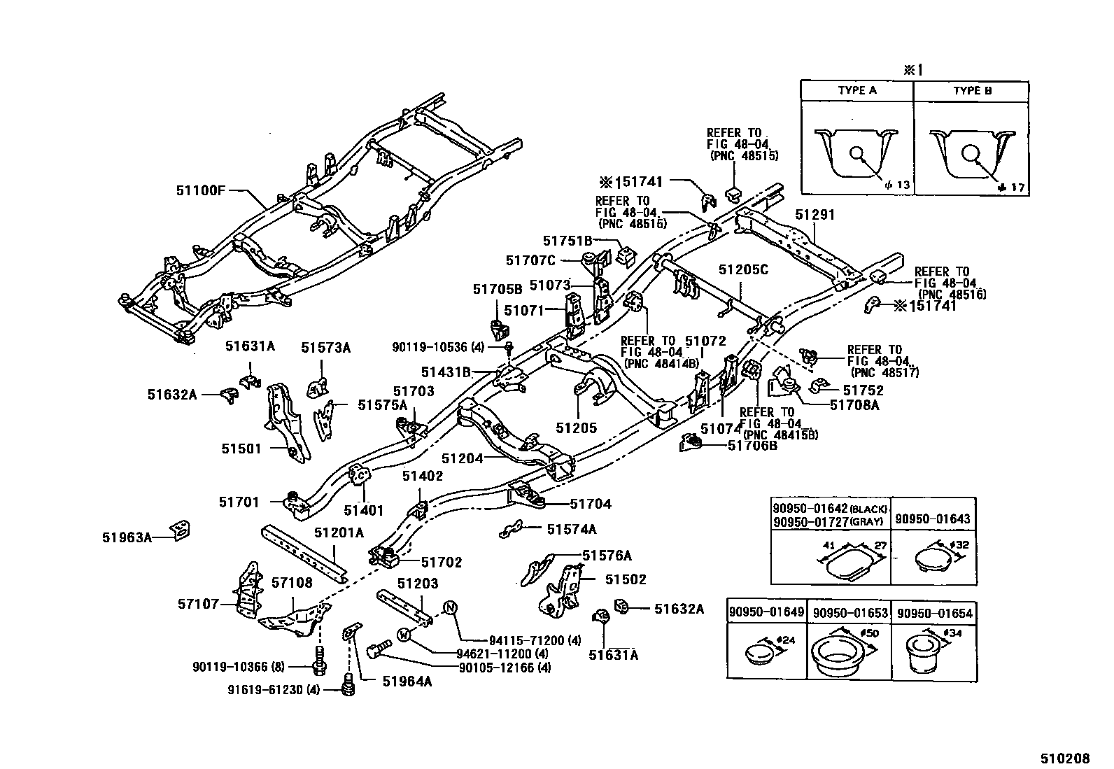 Toyota HILUX 车架 EPC diagram — 510208