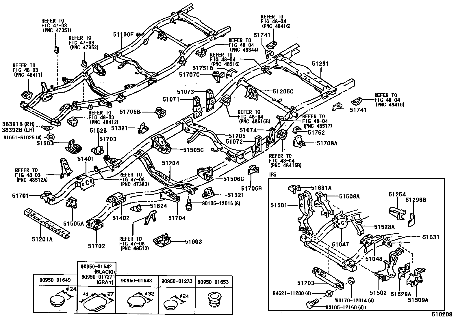 Toyota HILUX 车架 EPC diagram — 510209