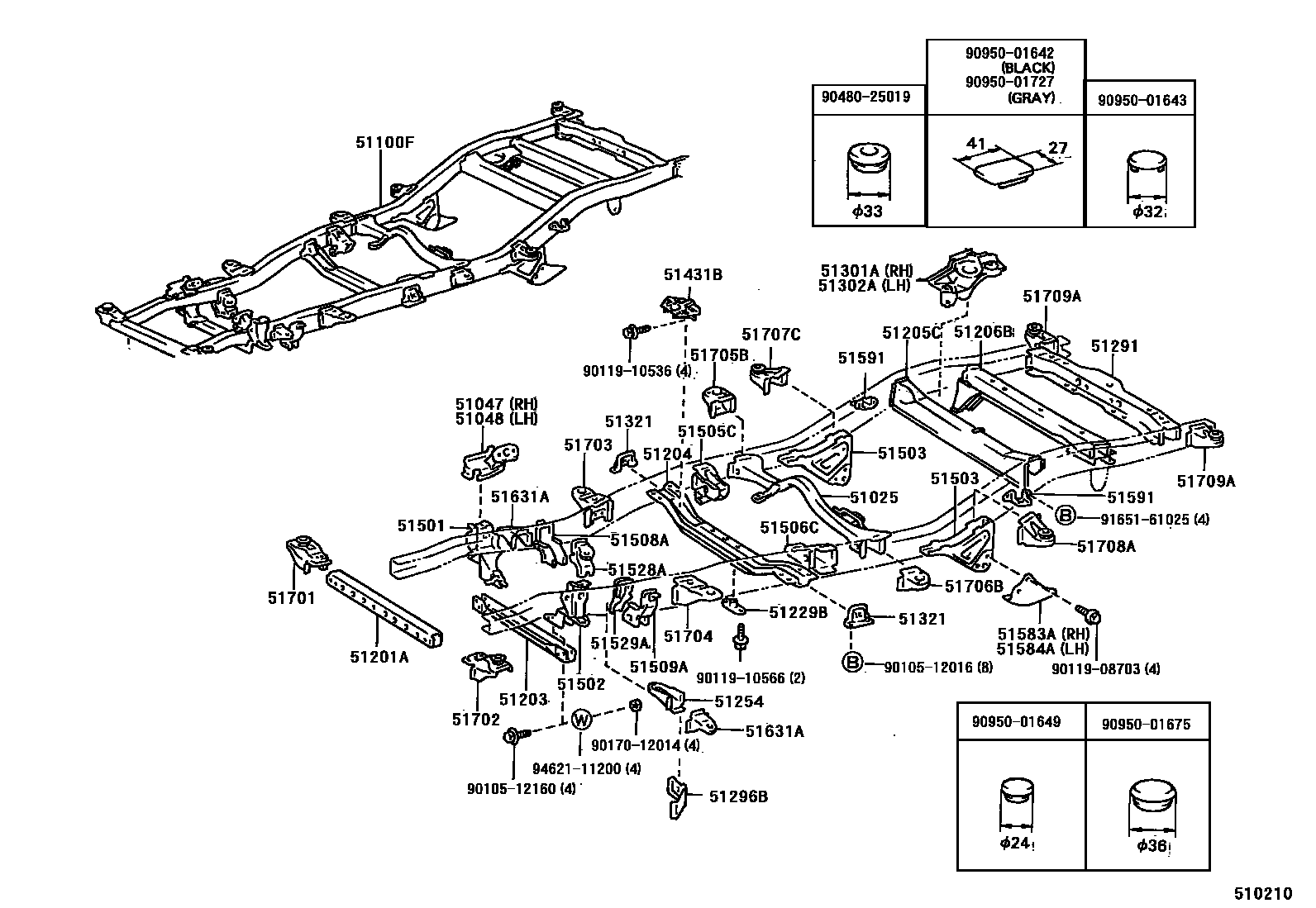 Toyota HILUX 车架 EPC diagram — 510210