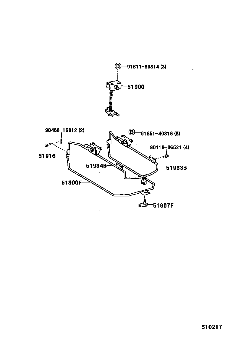 Toyota HILUX Spare tire rack EPC diagram — 510217